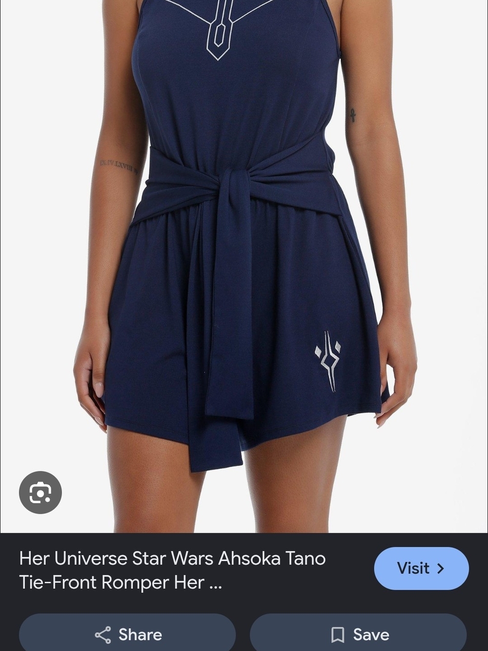 Her Universe Navy Ahsoka Tano Tie-Front Romper Dress